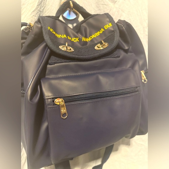 MANDARINA Handbags - Mandarina Duck Drawstring Utility Backpack – Navy Blue Discontinued & Pristine